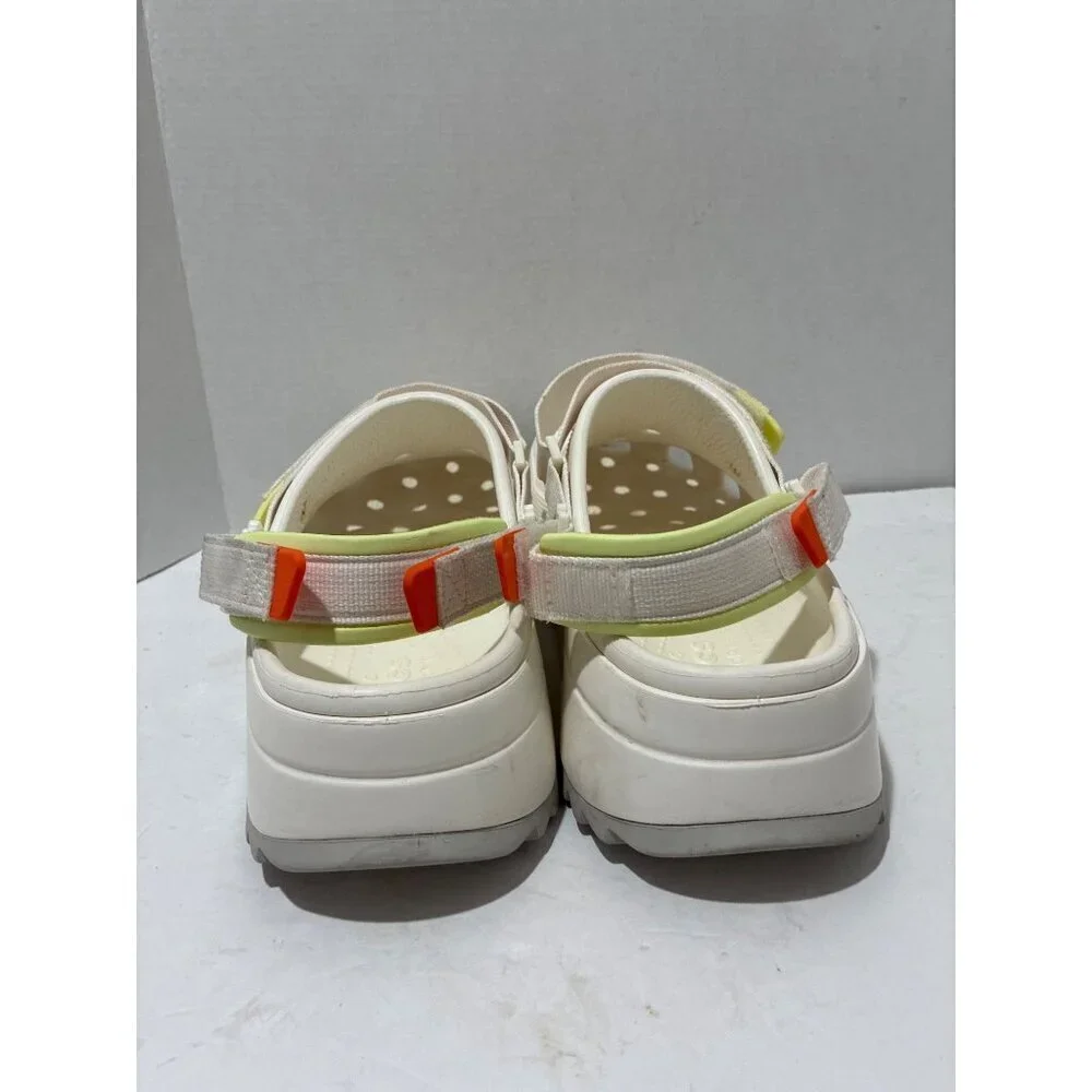 Crocs Classic Hiker Clog White neon straps Platform Shoes Comfort men's size 13